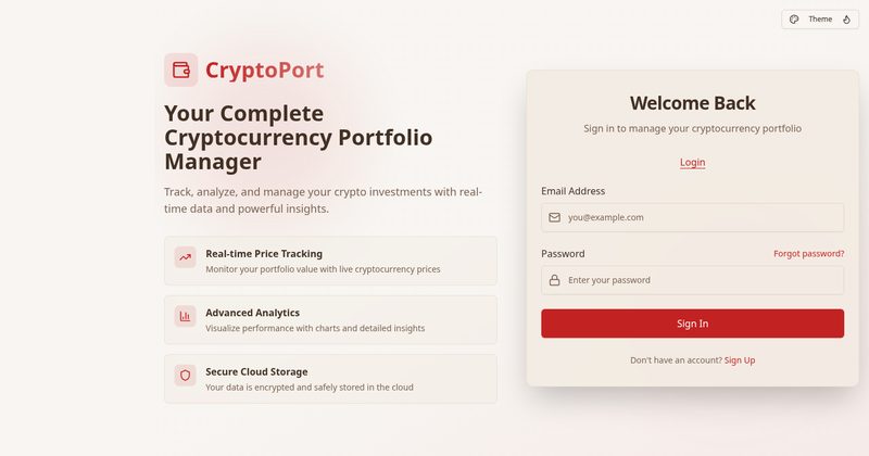 Screenshot of Crypto Port — the cryptocurrency portfolio manager